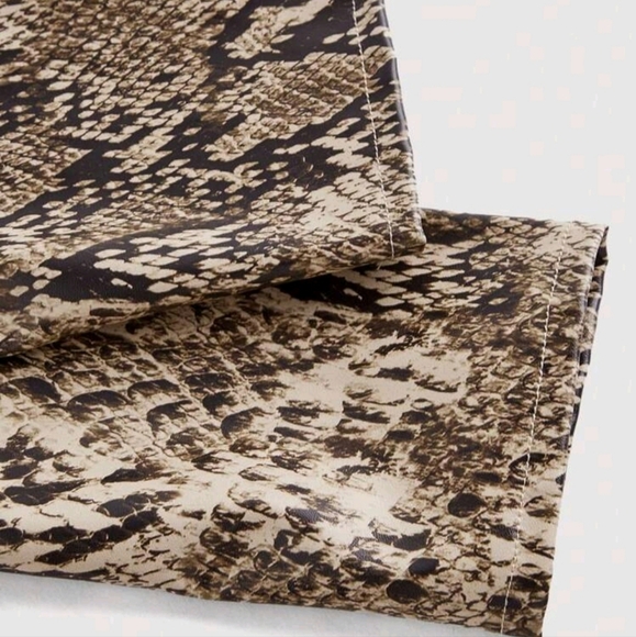 Khaki Snake Skin Print Motorcycle Stand Collar Zipper Jacket,Retro Western Style - Picture 2 of 4